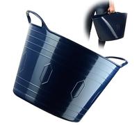 KADAX Panier en plastique flexible avec poignées, panier à linge, panier à jouets multifonctionnel, panier multi-usage, récipient rond pour vêtements, panier universel (bleu marine, 42 L)