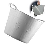 KADAX Panier en plastique flexible avec poignées, panier à linge, panier à jouets multifonctionnel, panier de rangement multi-usages rond pour vêtements, panier universel (gris clair, 42