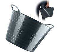 KADAX Panier Flexible en Plastique Avec Poignées - Multifonctionnel pour Linge, Jouets, Vêtements - Récipient Rond Universel (Gris Foncé, 26 L)