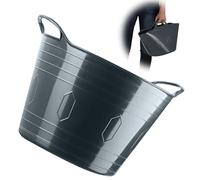 KADAX Panier Flexible en Plastique Avec Poignées - Multifonctionnel pour Linge, Jouets, Vêtements - Récipient Rond Universel (Gris Foncé, 15 L)