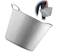 KADAX Panier Flexible en Plastique Avec Poignées - Multifonctionnel pour Linge, Jouets, Vêtements - Récipient Rond Universel (Gris Clair, 15 L)