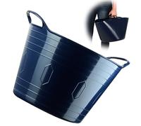 KADAX Panier Flexible en Plastique Avec Poignées - Multifonctionnel pour Linge, Jouets, Vêtements - Récipient Rond Universel (Bleu Marine, 26 L)