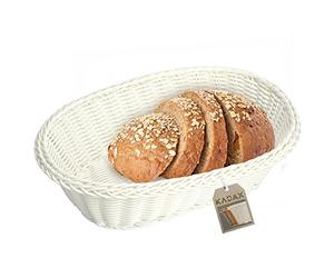 KADAX Panier tressé en polypropylène, panier alimentaire en 3 couleurs différentes, panier à petit-déjeuner, panier à couverts, panier de rangement (crème, ovale)