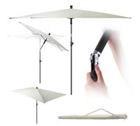 KADAX Parasol de balcon rectangulaire, 210 x 140 cm, réglable en hauteur, pour balcon et terrasse, parasol de terrasse pliable avec sac de transport, ecru, 210 x 140 cm