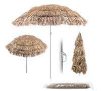 KADAX Parasol rond pour balcon, jardin, terrasse, piscine et plage, hauteur réglable, Marron/écru, 155 x 192 Zentimeter