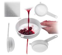 KADAX Passoire de cuisine 12 cm, passoire en plastique à mailles fines pour la cuisine, passoire fine en plastique avec longue poignée, blanche