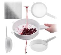 KADAX Passoire de cuisine 20 cm, passoire en plastique à mailles fines pour la cuisine, passoire fine en plastique avec longue poignée, blanche