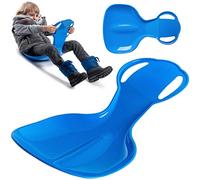 KADAX Patins à neige pour enfants, en plastique, 59 x 39 x 17 cm, assiette à neige, plateau antidérapant avec poignées, patins à disques, flasques de neige, sports d'hiver (bleu)