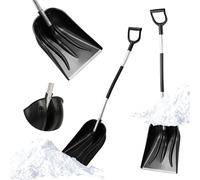 KADAX Pelle à neige avec manche en aluminium 38 x 147,5 cm Pelle à neige avec poignée ergonomique en D, Pelle à neige en plastique avec ferrure en aluminium (Noir)