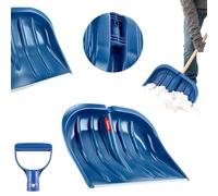 KADAX Pelle à neige de 49 cm de large sans manche Pelle à neige Pelle à neige en plastique Pelle à neige (1, bleu avec bord en tôle)