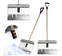 KADAX Pelle à neige en aluminium avec manche en bois et poignée en D - Remise à neige ergonomique - Bateau à neige robuste (50 cm de large)
