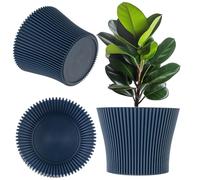 KADAX Petit pot de fleurs, en plastique, pour plantes grasses et herbes, pot moderne pour l'intérieur et l'extérieur, bleu foncé, 13,5 cm