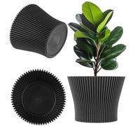 KADAX Petit pot de fleurs, en plastique, pour plantes succulentes et herbes, pot moderne pour l'intérieur et l'extérieur, noir, 16 cm