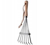 KADAX Petit râteau en métal K3502 – manche en bois, 7 dents, noir