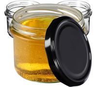 KADAX petits bocaux 235 ml, bocaux fi82, mini-pots pour miel et épices, pots à confiture avec couvercle, petits pots hermétiques pour offrir (noir 100 pièces)