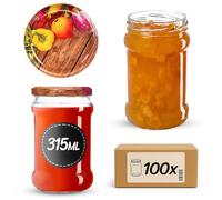 KADAX petits pots de confiture 315 ml, fi66, pots pour miel, pots de confiture avec couvercle, pots hermétiques, pots à confiture, pots ronds, pots de confiture, pots à miel (Poivron, 100 pièces)