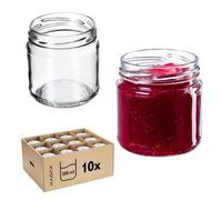KADAX Petits pots de conserve 200 ml - Mini bocaux à confiture fi66 mm - Pour miel et épices - Bocaux en verre hermétiques - Verres ronds (10 pièces sans couvercle)
