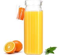KADAX pichet, pot en verre, pot à eau avec bec verseur et poignée maniable, transparent, 1.1L, 1 pièce