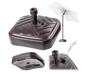 KADAX Pied de parasol rond à remplir avec du sable, de l'eau ou du gravier, support en plastique pour jardin, terrasse, plage (version 1 carré, marron)