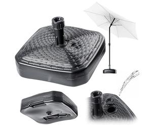 KADAX Pied de parasol rond à remplir avec du sable, de l'eau ou du gravier, support en plastique pour jardin, terrasse, plage (version 2 carré, anthracite)