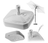 KADAX Pied de parasol rond à remplir avec du sable, de l'eau ou du gravier, support en plastique (version 2 carré, blanc)