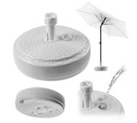 KADAX Pied de parasol rond à remplir avec du sable, de l'eau ou du gravier, support en plastique (version 2 ronde, blanc)