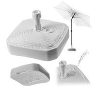 KADAX Pied de parasol rond, support de parasol remplissable avec du sable, de l'eau ou du gravier, support en plastique pour jardin, terrasse, plage (Version 2 carré, Blanc)