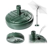 KADAX Pied de parasol rond, Support de parasol remplissable avec du sable, de l'eau ou du gravier, Support en plastique pour jardin, terrasse, plage (Version 1 ronde, vert)