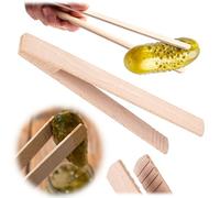 KADAX Pince à concombre 21,5 cm, pince en bois, pince de cuisine pour barbecue, cuisson, rôtir et servir des aliments, pince en bois pour concombres, pince à barbecue en bois, pince de cuisine