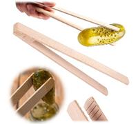 KADAX Pince à concombre 29,5 cm - Pince à barbecue en bois - Pince de cuisine pour barbecue, cuisine, rôtir et servir des aliments - Pince en bois pour concombres - Pince de cuisson