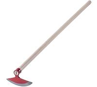 KADAX Pioche avec tête en métal - Pioche de jardin avec manche en bois - Pioche pour enlever les mauvaises herbes - Accessoire de jardin à désherber (demi-circulaire, largeur 18 cm, rouge)