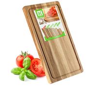 KADAX Planche à découper rectangulaire en chêne - 5 tailles différentes - Planche en bois avec rainure à jus - Planche de service pour fromage - Planche à petit-déjeuner (30 x 45 cm)
