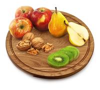 KADAX Planche à Découper Ronde en Chêne, Plateau de Service Rond en Bois pour une Présentation Élégante de Fromages et de Charcuteries (35 cm)