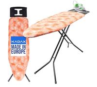 KADAX Planche à repasser 120 x 38 cm - Table à repasser pliable avec construction en acier robuste - Housse résistante à la chaleur et plateau pour fer à repasser - Réglable en hauteur (orange)