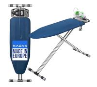 KADAX Planche à repasser en aluminium 120 x 42 cm - Table à repasser stable pour centrale vapeur, pliable, réglable en hauteur, légère et portable, avec repose-fer et support de câble, fabriquée en UE