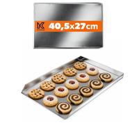 KADAX Plaque à gâteau en tôle de zinc - 2 tailles - Plaque à pizza rectangulaire - Pour four, four - Plaque de four - Plaque à pâtisserie - Plaque à pâtisserie - 40,5 x 27 cm - Argenté