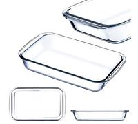 KADAX Plat à four rectangulaire de 2,2 l en verre résistant à la chaleur - Passe au lave-vaisselle - Plat à rôtir - Plat à gratin en verre pour lasagnes, gâteaux