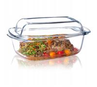 KADAX Plat à Gratin en Verre Résistant à la Chaleur avec Couvercle et Poignées, Cocotte Transparente (Rectangulaire, 5.1 L)