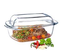 KADAX Plat à Gratin en Verre Résistant à la Chaleur avec Couvercle et Poignées, Cocotte Transparente pour la Cuisson au Four (Rectangulaire, 5.1 L)