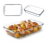 KADAX Plat à gratin rectangulaire, 2,2 L, en verre résistant à la chaleur, moules de cuisson compatibles lave-vaisselle et gaz, vaisselle pour la friture, plat en verre pour lasagnes, gâteaux