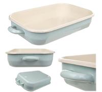 KADAX Plat à gratin rectangulaire en émail 33 x 22,5 cm, plat à four avec poignées, grand plat à lasagnes, plat à pâtisserie rectangulaire, cocotte traditionnelle pour lasagnes, 3,4 l