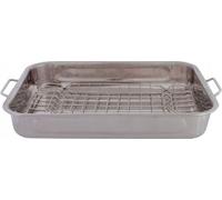 KADAX plat à rôtir avec grille "Motte", poêle à frire en acier inoxydable, avec insert, plats à four, 35 cm, argent