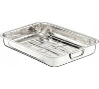 KADAX plat à rôtir avec grille "Motte", poêle à frire en acier inoxydable, avec insert, plats à four, 40 cm, argent