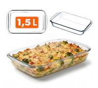 KADAX Plat rectangulaire en verre résistant à la chaleur, formes de cuisson en verre lavables au lave-vaisselle, vaisselle pour la cuisson, plat à gratin en verre pour lasagnes, gâteaux (Transparent