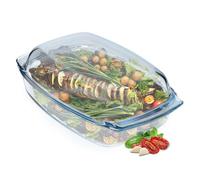 KADAX Plat résistant à la Chaleur avec Couvercle pour la Cuisson 5L, Verre Rectangulaire