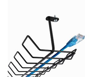 KADAX Plateau de Gestion des Câbles sous Le Bureau, Organisateur de Câbles en Acier avec 2 Vis de Fixation, Chemin de Cables pour Ordinateur (Noir)