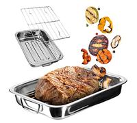 KADAX Poêle à frire en acier inoxydable - Avec insert - 4 tailles différentes - Grille pour four - 30 x 22 x 6 cm - Argenté