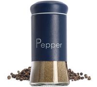 KADAX Poivrière 150 ml, Distributeur d'Éspices en Plastique et en Verre avec Couvercle Hermétique, Accesoire de Cuisine (Bleu marine)