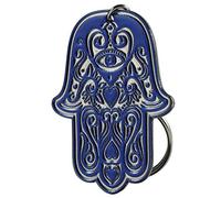 KADAX Porte-clés, design hamsa, pendentif en acier, accessoire pour sac à dos, sac à main, porte-clés avec crochet en métal (bleu)