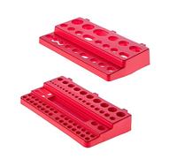 KADAX Porte-outils, étagère murale, porte-outils en plastique PP, système de stockage pour mur perforé, mur à outils pour garage, atelier, salle de loisirs, abri (2 x court) Rouge